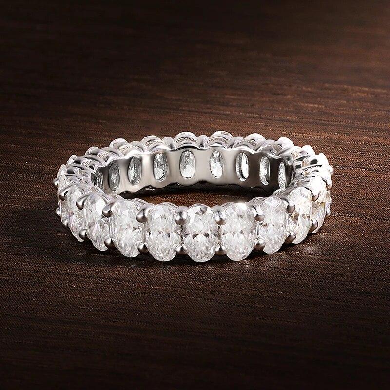 D Color VVS1 3*5mm Oval Moissanite Rings for Women Men Engagement Wedding Eternity Bands with GRA S925 Sliver Plated 18k Ring