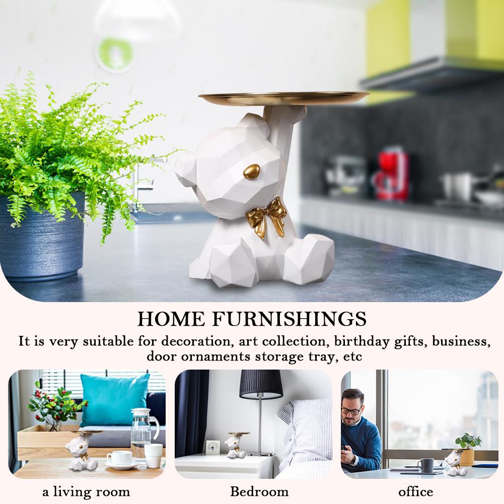 Storage Sculpture Entrance Crafts Geometric Bear Resin Desk Decoration Candy Sundries Household Supplies for Office Coffee Shop