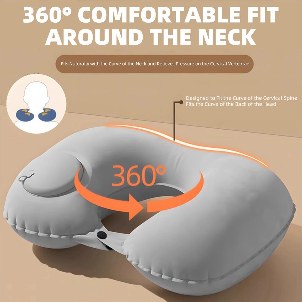 U-Shaped Inflatable Travel Pillow Portable Air Neck Support Cushion Comfortable Sleeping Press to inflate pillow neck pillow
