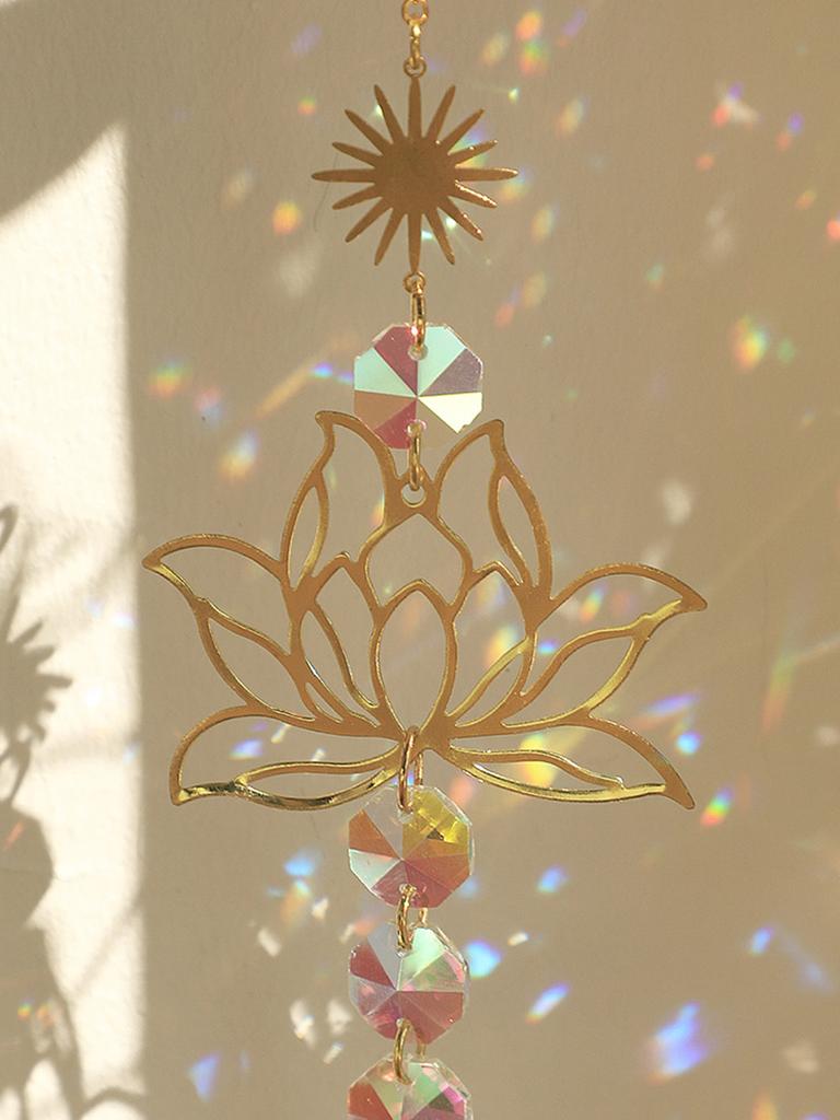 1 шт., подвеска-украшение в виде цветного кристалла Suncatcher Gardening Crafts Golden Lotus AB