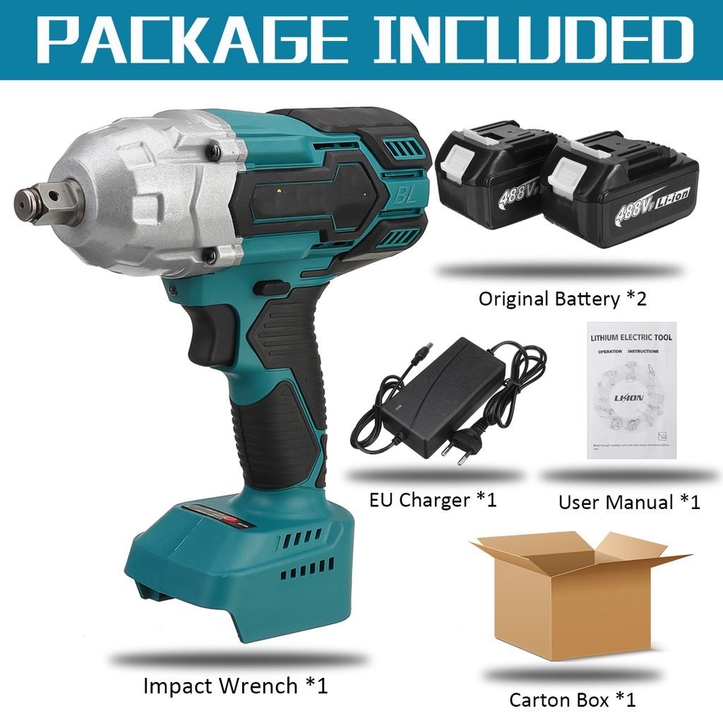 488Vf 1500Н.м 1/2 Головка Высокий Крутящий Момент Бесщеточный Гайковерт Аккумуляторный Электрический Ударный Гайковерт Электроинструмент Для Аккумулятора 18В