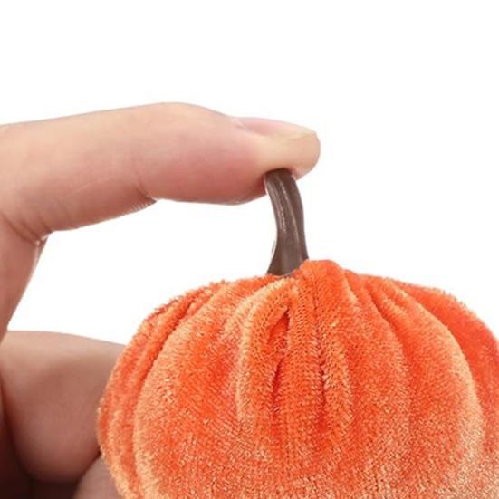 12 Pcs Artificial Velvet Pumpkins Small Foam Faux Flocked Pumpkin Tabletop Centerpiece for Fall Thanksgiving Halloween Harvest Home Table Decor