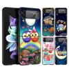 Милый мультяшный филин Жесткий ПК чехол для телефона Samsung Galaxy Z Flip 4 5 6 Прозрачная крышка для Galaxy Z Flip 3 Складывающийся Ударопрочный