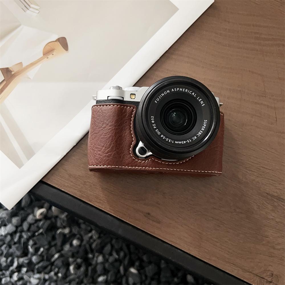 Получехол ручной работы из искусственной кожи для камеры Fujifilm XM5 Fuji X-M5, крышка с отверстием для аккумулятора снизу, со шнурком