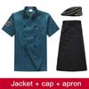 New Unisex Chef Uniform Hotel Kitchen Work Clothes Short Sleeved Chef Restaurant Uniform Cooking Shirt Jacket+Hat+Apron