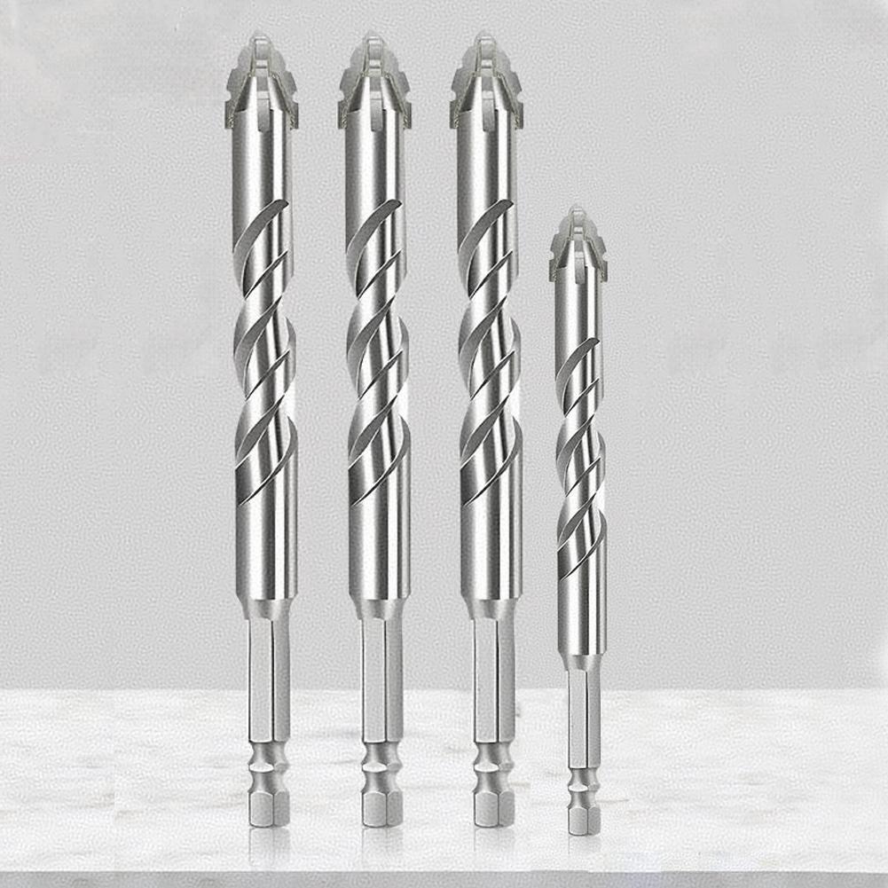 6PCS 4-Blade Saw Tooth Eccentric Drill Bit Hard Alloy Eccentric Twist Drill Bit High-Strength Professional Rotary Tool Accessory