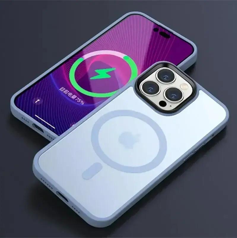 Luxury Matte Translucent Frosted Case For iPhone 17 16 15 14 13 12 Pro Max Plus Magnetic Funda For Magsafe Wireless Charge Cover