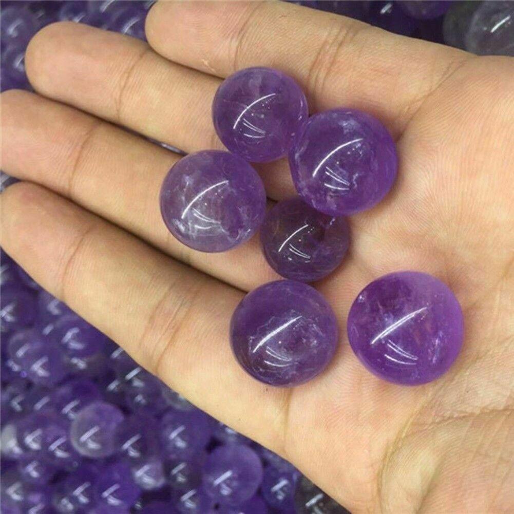 1pcs 2-2.5cm Natural Amethyst Quartz Stone Sphere Crystal Ball Fluorite D6W0