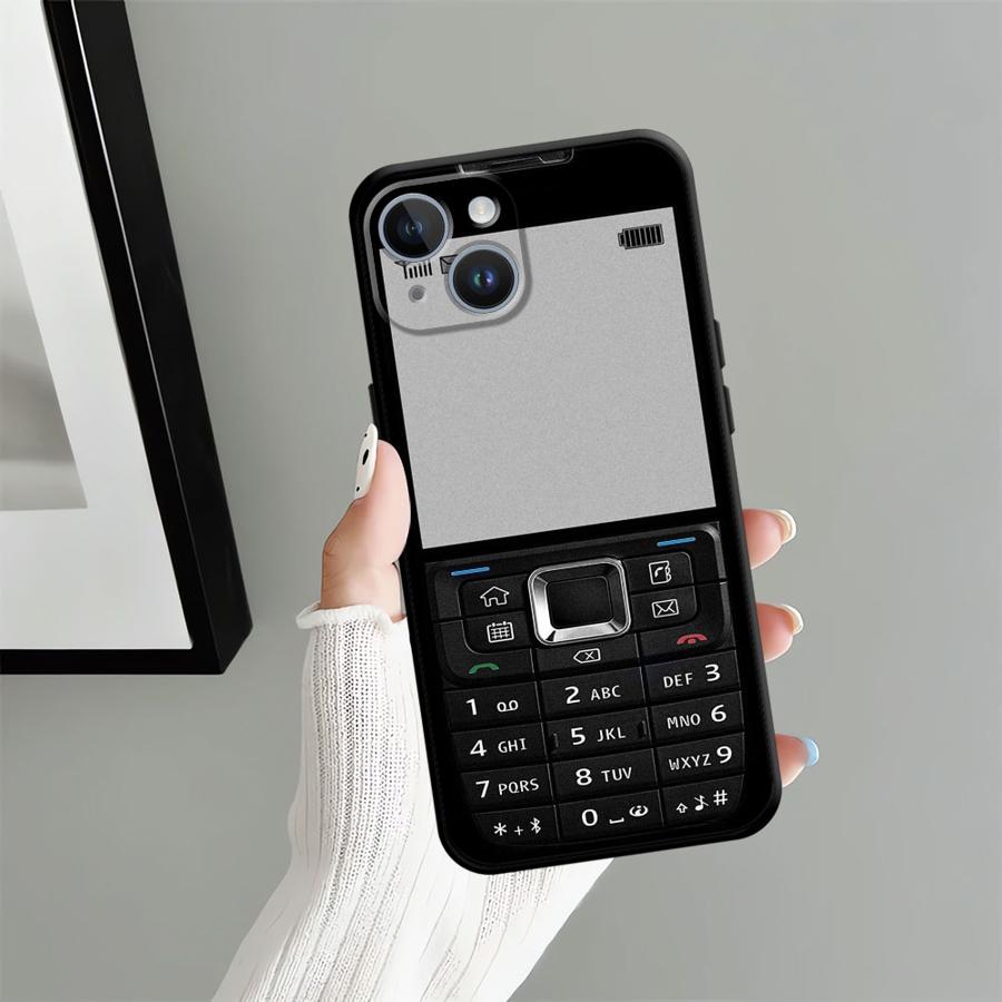 Черный Мягкий Чехол для Телефона для iPhone XR 15 16 14 Plus 13 12 11 17 Pro Max 7 8 XS Max 17Air Ретро Модель Телефона