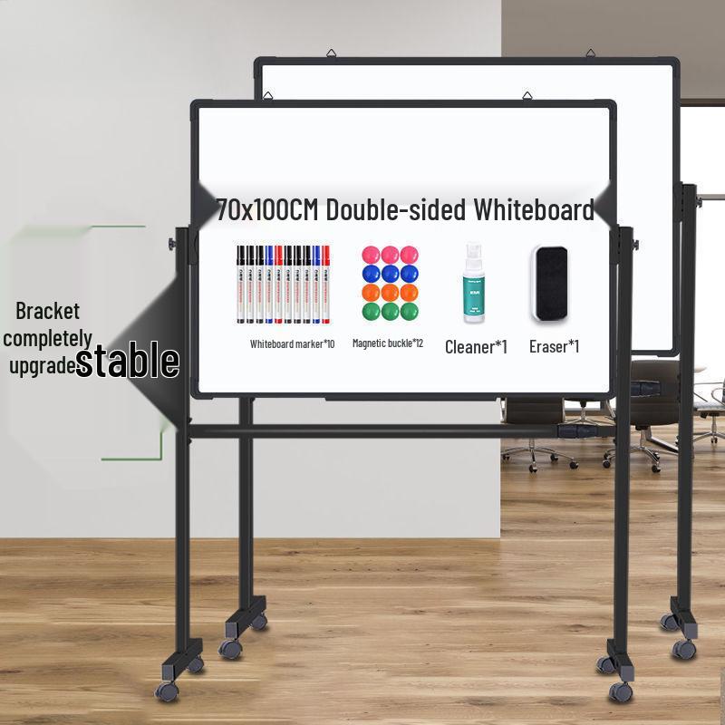 Double-Sided Mobile Easel Whiteboard/Blackboard for Home or Office Use