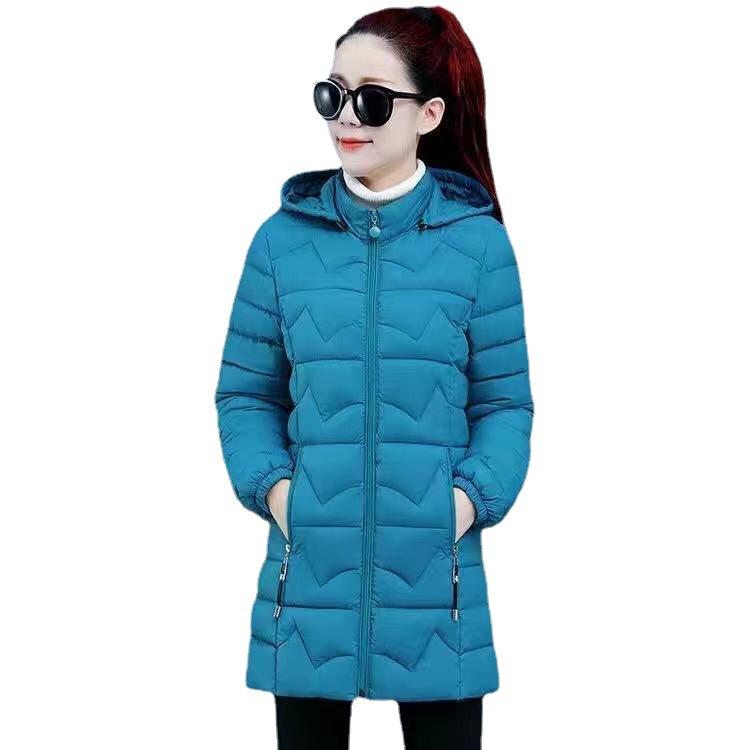 Winter Light and Thin Cotton Clothes Women's New Versatile Slim Fit Cotton Coat Mid Length Cotton Coat Fashionable and Fashionable Hooded Coat