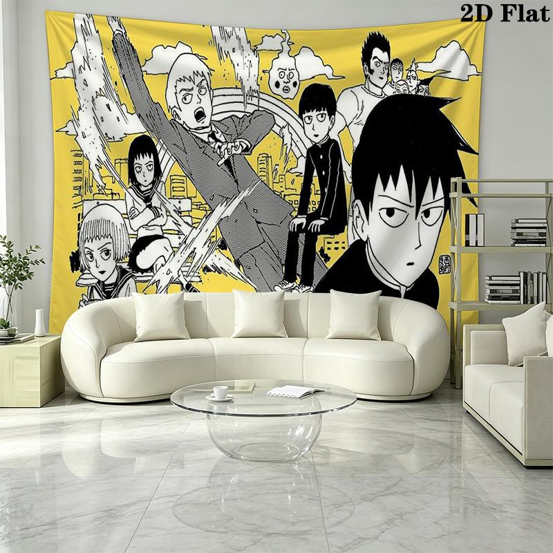 Mob Psycho 100 Настенный Гобелен Эстетичное Настенное Украшение Печатный Тканевый Плед Декоративные Гобелены для Спальни Гостиной Домашний Декор