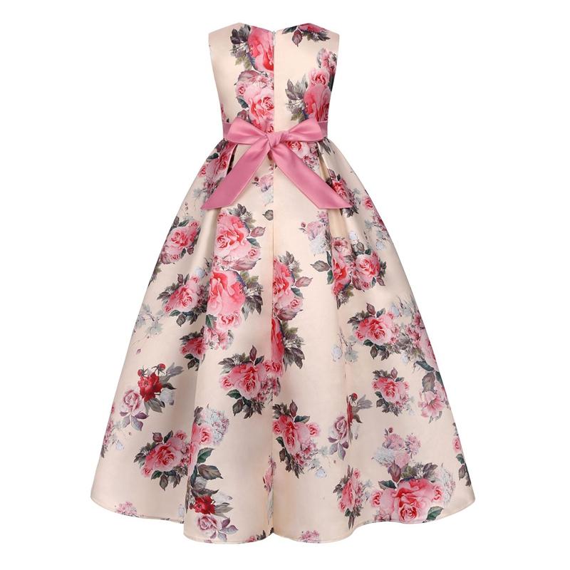 Одежда для девочек, платье с цветочным принтом на Рождество, день рождения, От 4 до 14 лет, детские милые платья принцессы, детская одежда для девочек