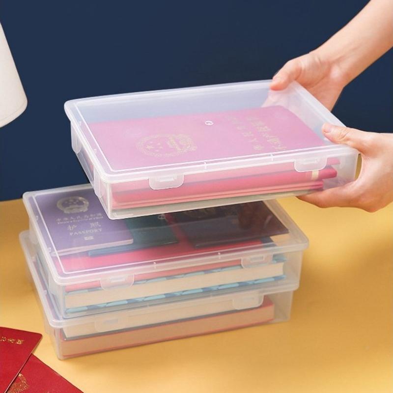 Пластиковый ящик для хранения файлов, прозрачный квадратный ящик для хранения, ящик-органайзер формата А4, настольный пыленепроницаемый ящик для хранения