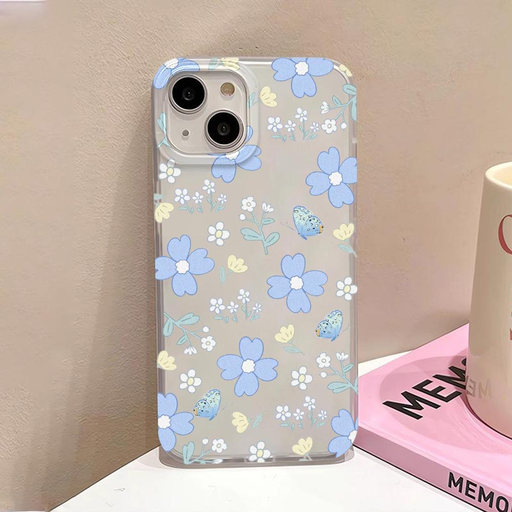 Soft TPU Matte Phone Case for iPhone 15 Pro Max 11 13 14 Plus 12 Mini 13promax 14promax 15promax Transparent Flower Fundas Cover