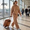 Свободный Комплект Женский Спортивный Костюм 2 Предмета Лонгслив Толстовка Широкие Брюки Спортивные Удобные Домашняя Одежда для Брюк Легкий Худи Спортивные Штаны Для Отдыха