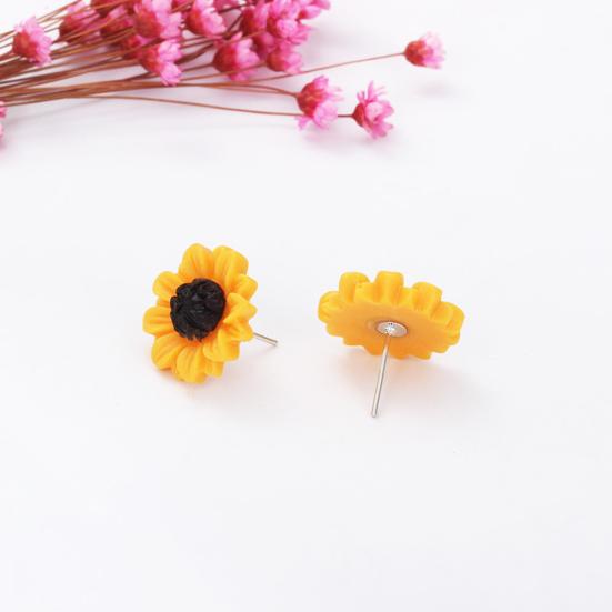 5Pcs/Set Мода Подсолнечник Кулон Ожерелье Серьги-гвоздики Кольцо Браслет Ювелирные изделия