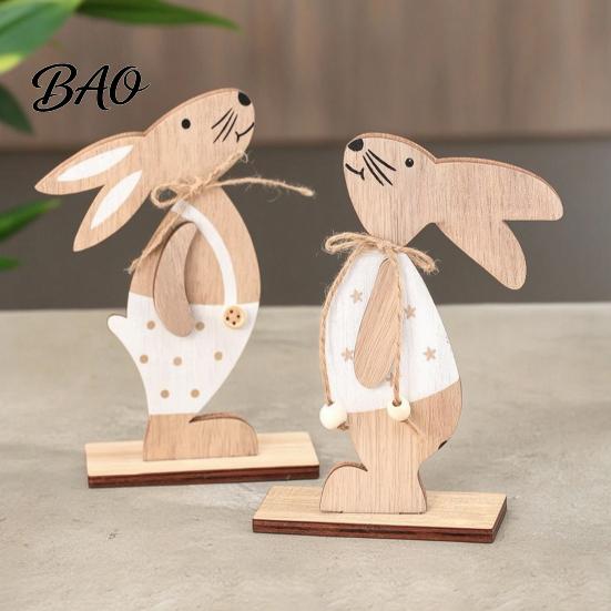 Farmhouse Spring Home Decor Wooden Easter Bunny Table Sign, Rustic Rabbit Tiered Tray Centerpiece, Vintage Seasonal Decorations Decoration with