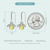 WOSTU Vintage 925 Sterling Silver Handmade Honey Bee Dangle Drop Earrings Women Yellow Zircon Cute Insect Ear Hooks Mom's Gift