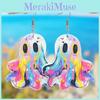 Acrylic Playful Ghost Earrings In Bright Colors Eyecatching Cute Cartoon Design For Women