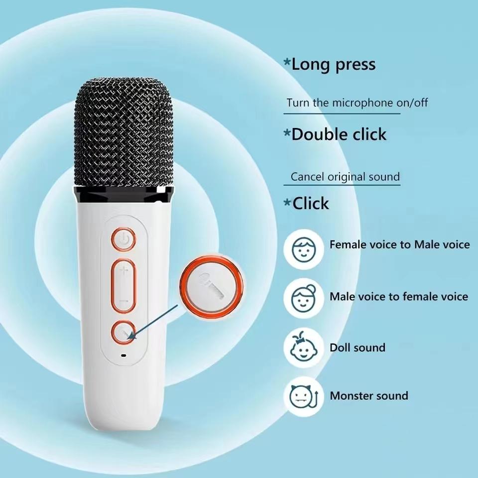 Vaorlo Low Speaker Wireless Latency With Dual Karaoke Microphone Subwoofer Music Support Eliminate Original Sound 10m Transmission