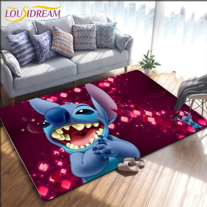 Мультяшный Аниме Стич Ковер для Гостиной Фигурка Напольные Коврики для Спальни Детский Игровой Ковер Кухня Ванная Нескользящий Коврик
