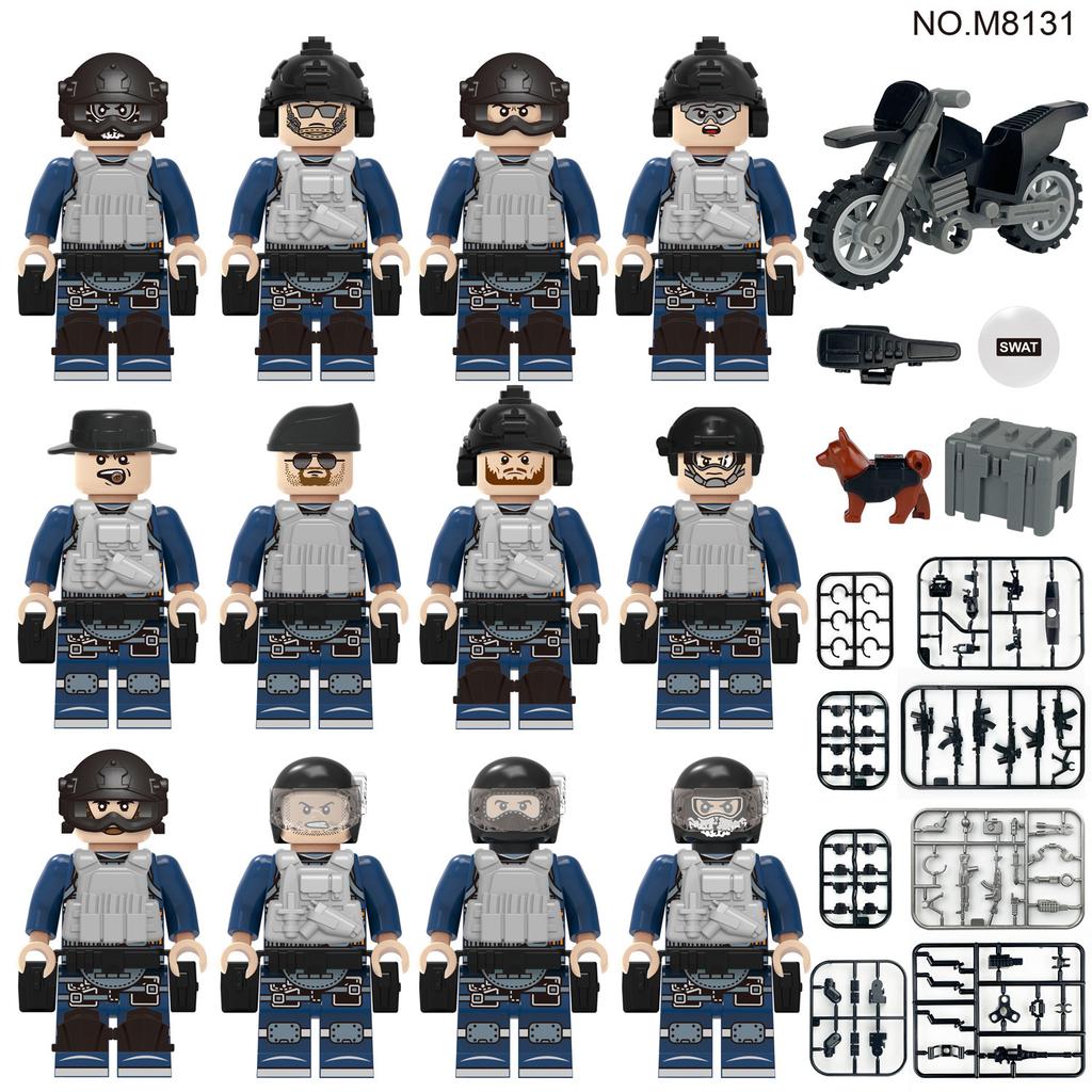 48 Children'S Small Particle Building Block Toys Motorcycle Weapon Accessories Military Minifigures