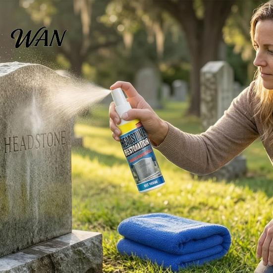 Black Stain Remover Tombstone Headstone Restoration And Cleaning Spray, Monument Cleaner for Granite Marble Cemetery Memorials, Gentle Stone Care Way