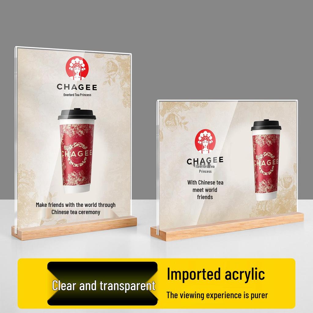 Acrylic A4 Menu Display Stand for Coffee & Milk Tea Shops