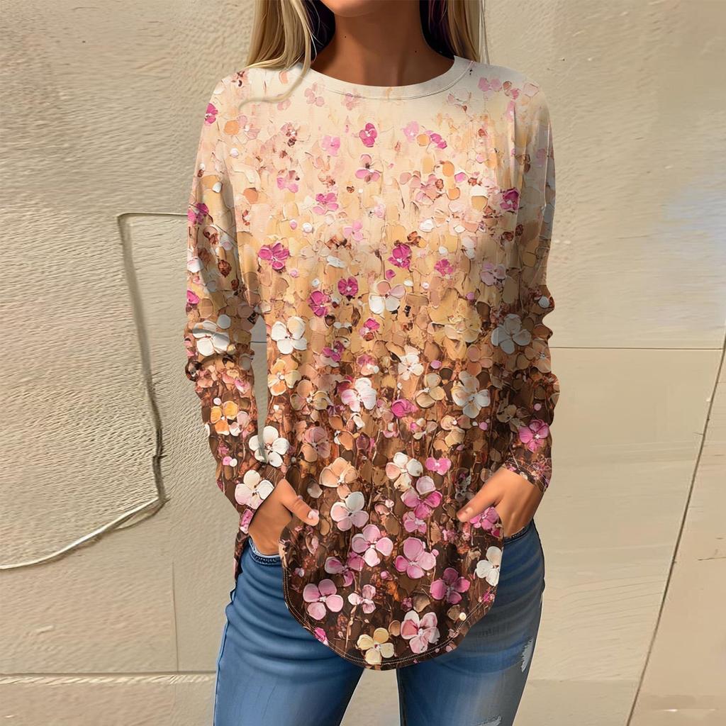 Футболки для женщин, осенние повседневные рубашки с длинным рукавом, толстовка, винтажный топ с графическим принтом, пуловер