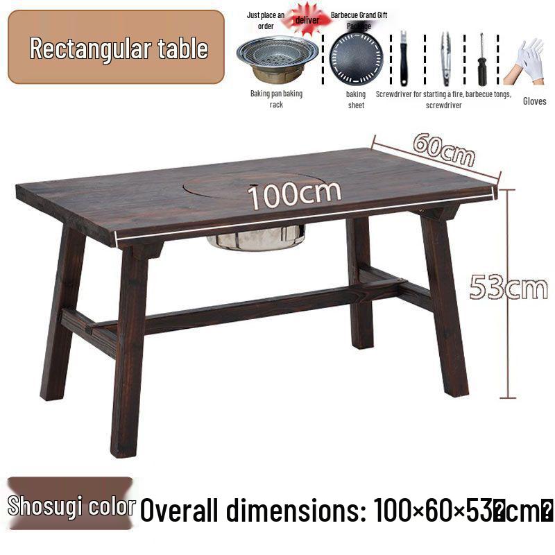 Уличный антикоррозийный костровище-журнальный столик из массива дерева с функцией барбекю, включает стулья для помещений/улицы для домашнего использования
