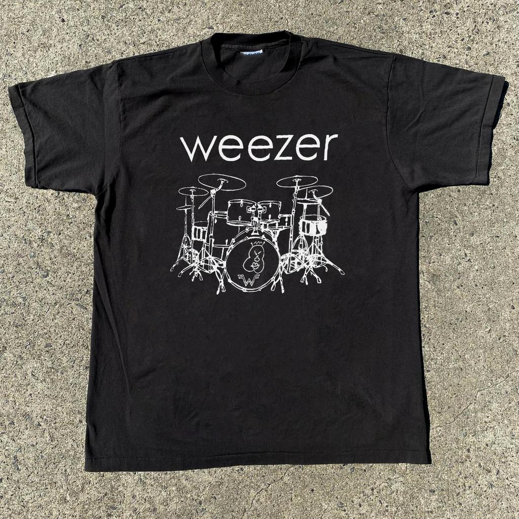 Футболка группы Weezer Американский бренд уличной одежды панк-рока Свободная оверсайз Тяжелый чистый хлопок Короткий рукав