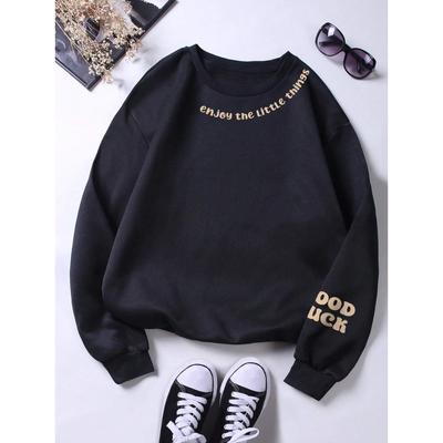Enioy The Little Things Письменный Принт Толстовка Женская Уличная Пуловер Теплые Мягкие Толстовки Свободный Круглый Вырез Флис Женская Одежда