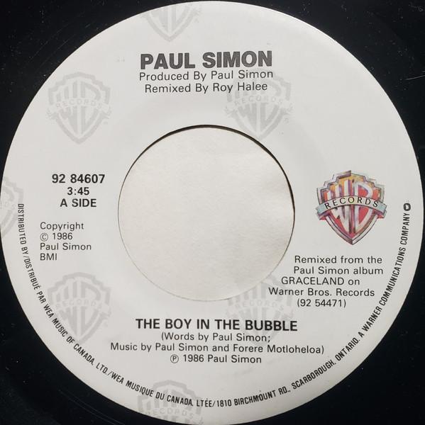 7-дюймовая пластинка PAUL SIMON The Boy In The Bubble 9284607 Warner Bros. Re 1986 Канада Рок Б/У