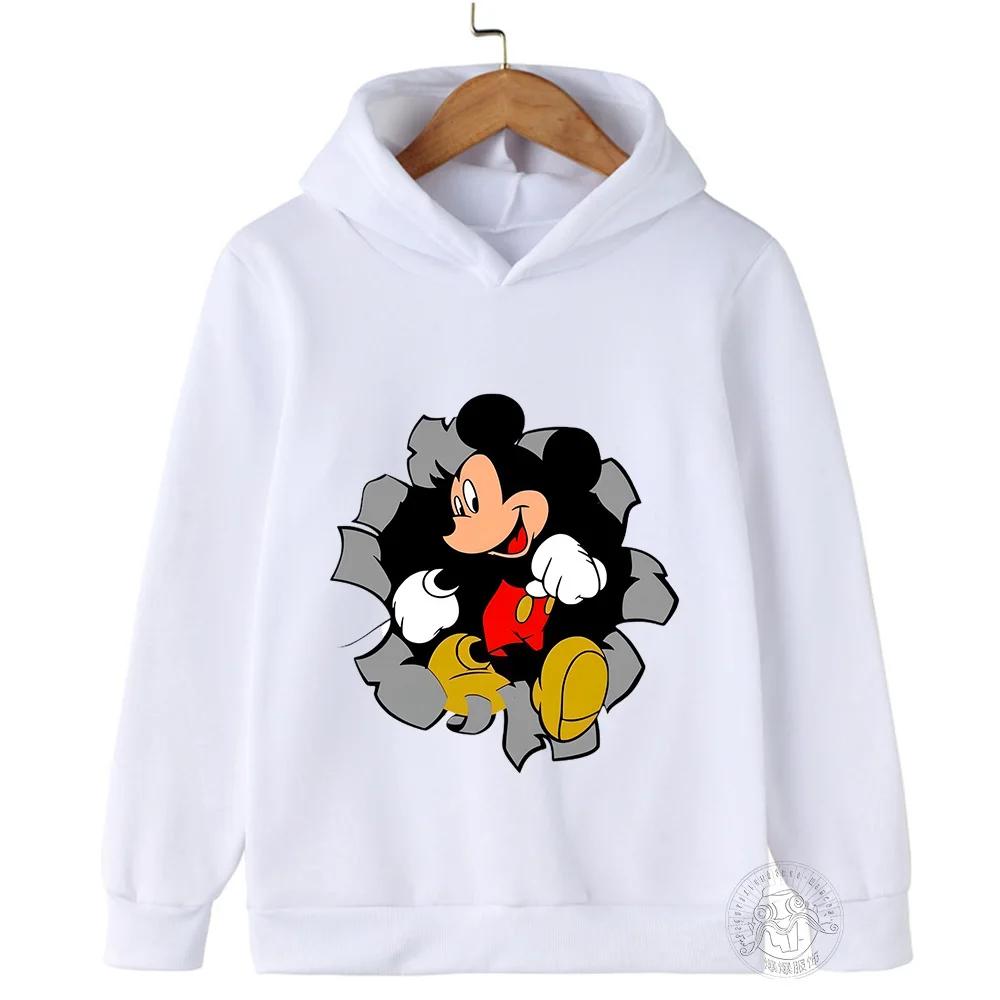 Soft Children Hoodie, Cartoon Mouse Breaking Through Wall Print Pullover Sweatshirt, Autumn Winter Casual Sport Long Sleeve Top For Kids Daily Wear