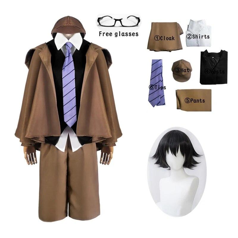 Эдогава Рампо Косплей Бунго Бродячие Собаки Эдогава Рампо Косплей Костюм Детективная Униформа Парик Костюм Хэллоуин Рождество Мужская Одежда
