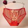 Женские трусы с вышивкой в виде бабочки, прозрачные сетчатые трусы, средняя талия, ажурные, эластичные