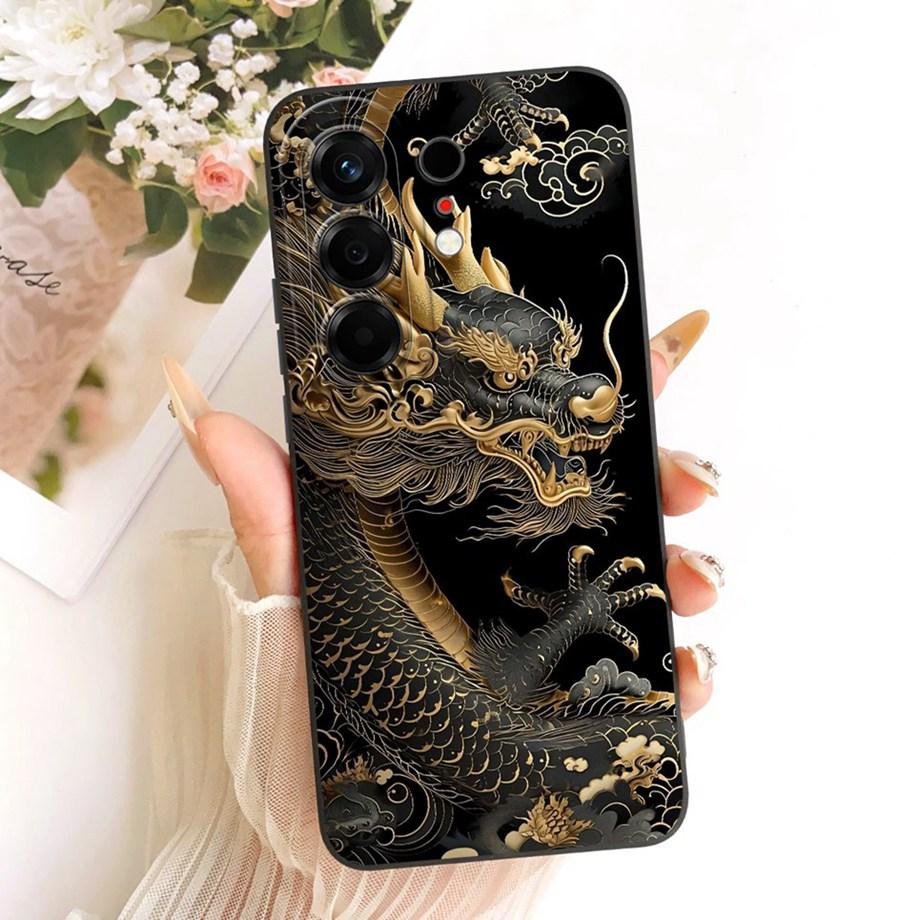 Soft Silicone Phone Case For Tecno Camon 50 Pro 4G Black Cat Cartoon Dragon Animals Pattern Bumper For Camon 50Pro CN5c Cover
