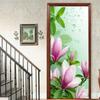 1 шт. Виниловая наклейка на дверь «Цветущий бамбук» для декора спальни и дома, самоклеящаяся, съемная наклейка на стену, реновация двери, водонепроницаемый постер
