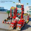 Police and Fire Station Building Blocks Set with Rescue Truck Car Figures Construction Toy for Boys Kids Learning Christmas Gift