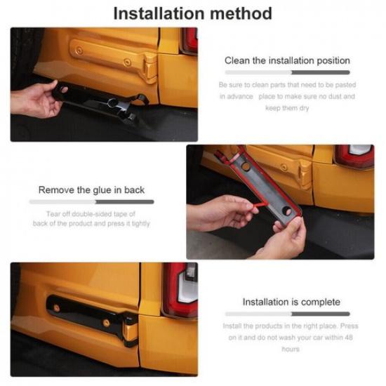 For -2024 Ford Bronco Gloss Black Look Rear Tailgate Door Hinge Cover Trim