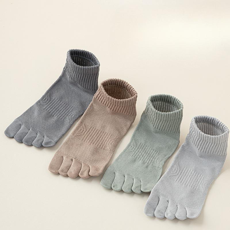 Мужские весенне-летние тонкие сетчатые однотонные носки с пятью пальцами, хлопковые спортивные мужские носки, влагоотводящие и устойчивые к запаху короткие носки с пальцами