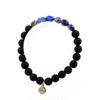 Stones and Minerals. Lapis Lazuli Bracelet from Pakistan + Matte Black Onyx Beads 8 Mm. Made In France.