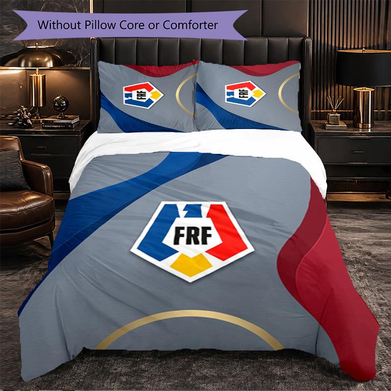 Romania Football Pattern 3 Pieces Bedding Set Soft Microfiber Duvet Cover with Pillow Cases for Bedroom
