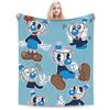 Плед Cuphead and Mugman Фланелевый Весна Осень Ретро Игры Многофункциональный Теплый Плед для Дивана Кушетки Одеяло