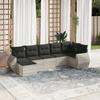 7 Piece Garden Sofa Set with Cushions Light Grey Poly Rattan