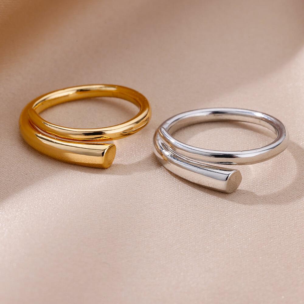 Кольца из нержавеющей стали для женщин с золотым покрытием, регулируемые парные кольца, новинка в аксессуарах, эстетичные, водонепроницаемые, с цирконом, anillos mujer
