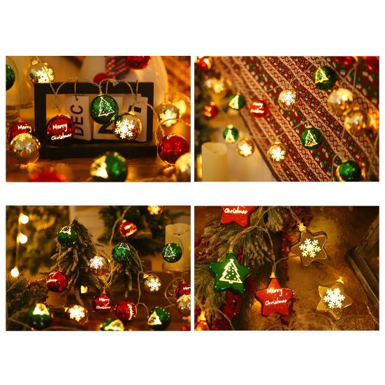 Рождественские гирлянды на батарейках, теплые белые огни с шариковой подвеской для праздничного украшения дома