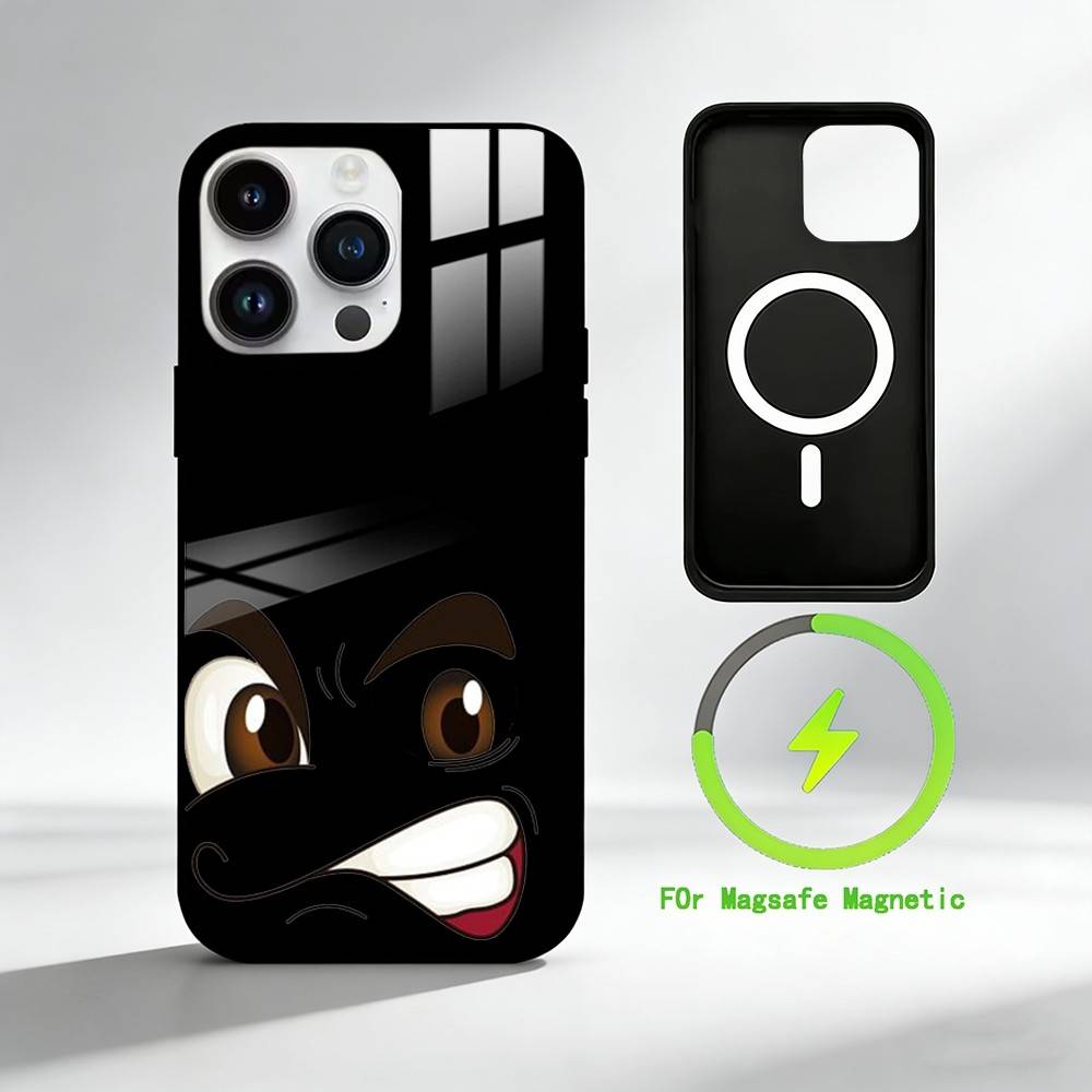 C-Cartoon expression Phone Case For iPhone 17 16 15 14 13 12 Pro Max Plus for Mirror Wireless Magnetic Cover