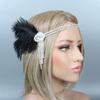 Women Cocktail Feather Headband 1920s Vintage Gatsby Party Headpiece Rhinestone Beaded Lady Black